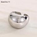 Polished silver dome ring in wide open-back style, adjustable sizes 6 to 11 for women - US 6 / Wide Dome Open Style (KR108577-KJX) / Silver