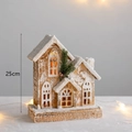 25cm Christmas wooden house decoration with warm LED lights and artificial snow coating - 3D Small House (25cm)