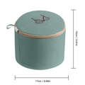 Blue cylindrical sandwich mesh bra laundry bag with zipper and handle, 17x15cm size - Morandi Green Cylindrical Style