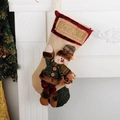 Chaussette de Noël bonhomme de neige avec broderie Let It Snow et écharpe à carreaux - B27504 Style Bonhomme de Neige