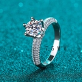 Elegant S925 sterling silver ring featuring a 7.5mm round moissanite with six-prong setting - 7.5mm Zirconia