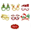 Detailset aus 6 festlichen Weihnachtsbrillen mit Glitzer und weihnachtlichen Motiven - 6-teiliges Weihnachtsbrillen-Set