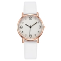 Orologio al quarzo da donna minimalista con cinturino in pelle bianca e cassa oro rosa - Bianco