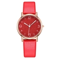 Orologio al quarzo da donna con cinturino in pelle rossa e quadrante oro rosa - Rosso