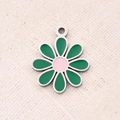 Large Green Oil-spot Glaze Flowers Pendant (steel Color)|1 Pc/package / 17.5x14.5mm (aperture: 1.2mm)
