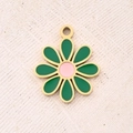 Large Green Oil-spot Glaze Flowers Pendant (gold)|1 Pc/package / 17.5x14.5mm (aperture: 1.2mm)