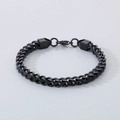 Detail van de zwarte roestvrijstalen Cubaanse kettingarmband met getextureerde schakels - 210*6mm (KB99395-Z) / Zwart