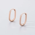 Minimalist geometric oval hoop earrings in polished rose gold finish for unisex style - Rose Gold (KE116539-GC)