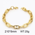 Bracciale a catena dorata in acciaio inossidabile con design minimal 210x8mm - Catena a Naso di Maiale (KB1862238-Z) / 8mm / Oro