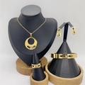 Elegant gold-plated stainless steel jewelry set featuring colorful sliding stones accents. - Gold|01 / Adult One Size