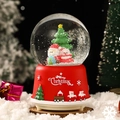 Globo de nieve musical navideño luminoso con Papá Noel y base decorativa roja - Árbol de Navidad
