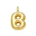 Detailed closeup of the gold plated letter B pendant showcasing its glossy puff design. - Gold B