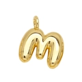 Gold letter m pendant detail, puffy bubble alphabet charm for jewelry making. - Gold M