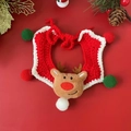 Collare natalizio in maglia per animali con renna 3D e pompon festivi colorati - S / Sciarpa con Pompon a Pentagramma di Renna