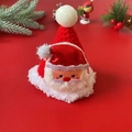 Mini knitted Christmas hat for pets with festive red and white wool and pom-poms - Size S 1.5-4kg / Santa Claus Hat Pattern