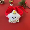 Handmade red crochet Christmas pet collar with cute plush puppy and star hat - White Cartoon Dog