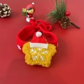 Knitted pet Christmas scarf with yellow star and red hat for cats and dogs - Golden Star with Rhinestones