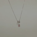 Argent - Rectangle Rose Zircone