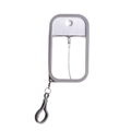 Detail of 50ml card spray bottle with gray silicone sleeve and hanging hook - Gray