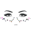 Close-up of Halloween face rhinestone stickers with pink heart and blue star gems - Colorful Stars and Hearts Style (L0440)