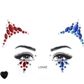 Detail of model L0442 eye gem stickers with red and blue rhinestones for Halloween - Red Blue Transparent Eye Rhinestone (L0442)