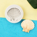 White silicone mold with seashell cavities and realistic beige shell finish on dual-tone background - 3# Gray (5.5*5.5*1.5CM)