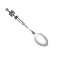 Vintage silver stainless steel spoon featuring a unique skull handle design for cutlery - Single Skull Spoon