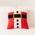 Kerst kussenhoes in de stijl van de Kerstman met rood pluche en getufte riem op de bank - Kerstman Pak-Zonder Kussenvulling