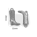 Silver cowboy boot charm with vintage floral engraving for DIY jewelry, size 20mm x 11mm - S3 Retro Style / Silver