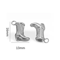 Silver western cowboy boot pendant charm with ethnic patterns and dimensions 16x13mm - S2 Retro Style / Silver