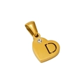 Detalle de un colgante de corazón dorado con cristal y grabado de la letra D de moda - Estilo Letra D (D-Colgante Individual)