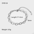 Dettaglio del bracciale a catena in acciaio inossidabile con specifiche di misura e peso - Argento