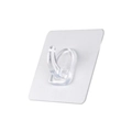 Single transparent heavy duty adhesive hook with square base on a plain white background - New Style Ox Horn Hook