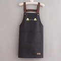 Dark gray waterproof apron with brown straps and white smile graphic print - With Letter Print / Black