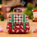 Christmas tinplate candy box handbag with red and green diamond pattern and Santa Claus - Red & Green Plaid Santa Style-D