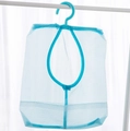 Blue hanging mesh storage bag with hook and large circular opening for easy access - Blue with Hook