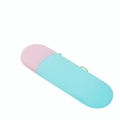 Estuche portátil para cepillo de dientes rosa y azul con cordón de silicona verde - Rosa + Azul claro