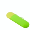 Estuche portátil para cepillo de dientes verde fluorescente con tapa amarilla para viaje - Amarillo y Verde