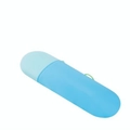 Estuche azul para cepillo de dientes de viaje en forma de cápsula con correa de silicona - Azul claro + Azul oscuro