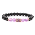 Pulsera de cuentas de ojo de tigre con perlas luminosas y detalles de circón oro rosa - Oro rosa
