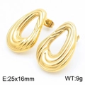 Pendientes de gota minimalistas de acero inoxidable bañados en oro 18k, 25x16 mm - Pendientes de Botón Dorados (KE116142-GC)