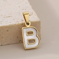 Elegante collar bañado en oro de 18K con un colgante de letra B en nácar blanco - Estilo Letra B