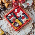 Christmas 4-pack gift box featuring 3D holiday character socks in vibrant festive colors - One Size / Yellow Bear Boxed Set