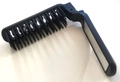 Portable black foldable hair brush with built-in compact mirror in a sleek design - Black