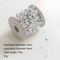 Ghirlanda di perle d'argento da 3mm e 8mm per decorazioni natalizie fai da te 10m - 10m / Stile Perla Argentata (ZD15)