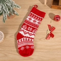 Calza di Natale in maglia rossa e bianca con motivi classici di fiocchi di neve - Albero di Natale Fiocco di Neve