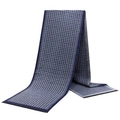 Écharpe classique en pied-de-poule pour homme en bleu et gris avec des pompons - Bleu Marine Pied-de-Poule