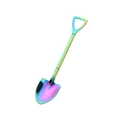 Rainbow plated stainless steel shovel shaped spoon with vibrant iridescent finish - Rainbow Pointed Shovel