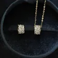 14K gold plated S925 silver necklace with pavé set zircon cylinder pendant in jewelry box - 925 Silver / Gold