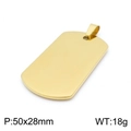 Polished gold stainless steel dog tag pendant, 50x28mm rectangle mirror finish - Large (Pendant Only) / Gold